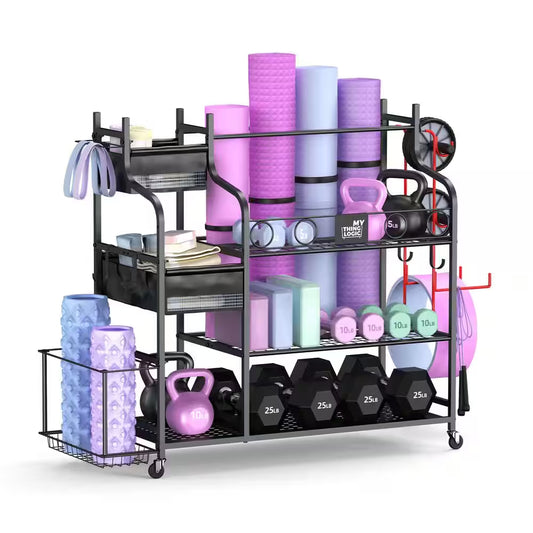 220 Lbs. Yoga Mat Storage Racks Gym Sports Equipment Storage Organizer with Black Finish